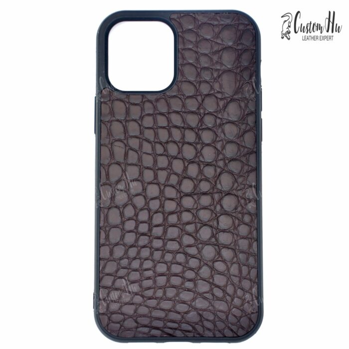 Coque de luxe en peau de crocodile véritable compatible avec iPhone 12 Pro iPhone 12