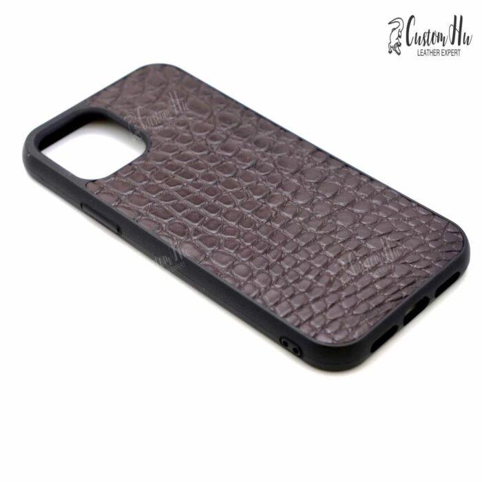 Coque de luxe en peau de crocodile véritable compatible avec iPhone 12 Pro iPhone 12