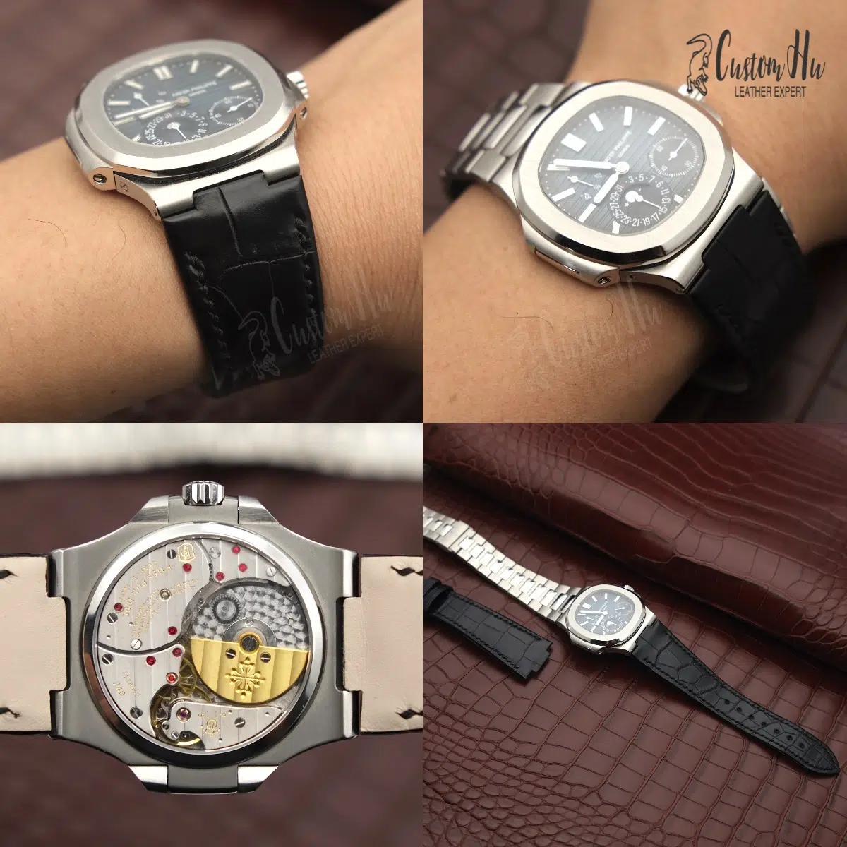 compatible Patek Philippe Nautilus 5712 5711 5990 5726 5980 5724 Strap 25mm Alligator strap CustomHu Luxury Custom Watch Straps