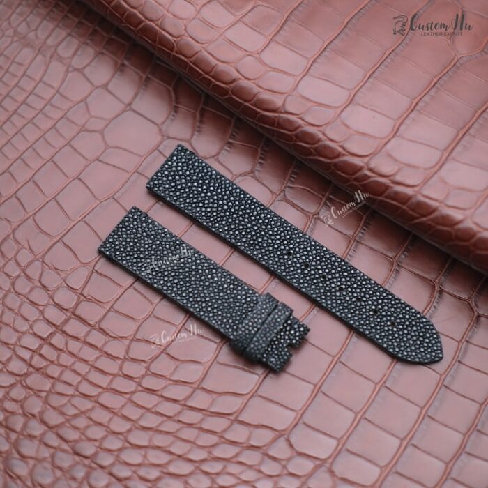 lussuoso cinturino in pelle di pesce perla Nero 20mm 21mm 22mm 23mm 24mm