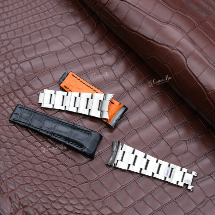 Compatibile con cinturino in pelle di alligatore Rolex Explorer II Strap 21mm