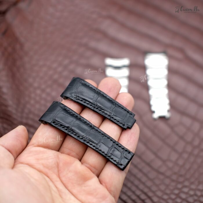 Compatibile con cinturino in pelle di alligatore Rolex Explorer II Strap 21mm