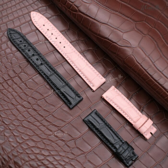 Compatible avec le bracelet franck muller Cintrée Bracelet en cuir d'alligator 16 mm