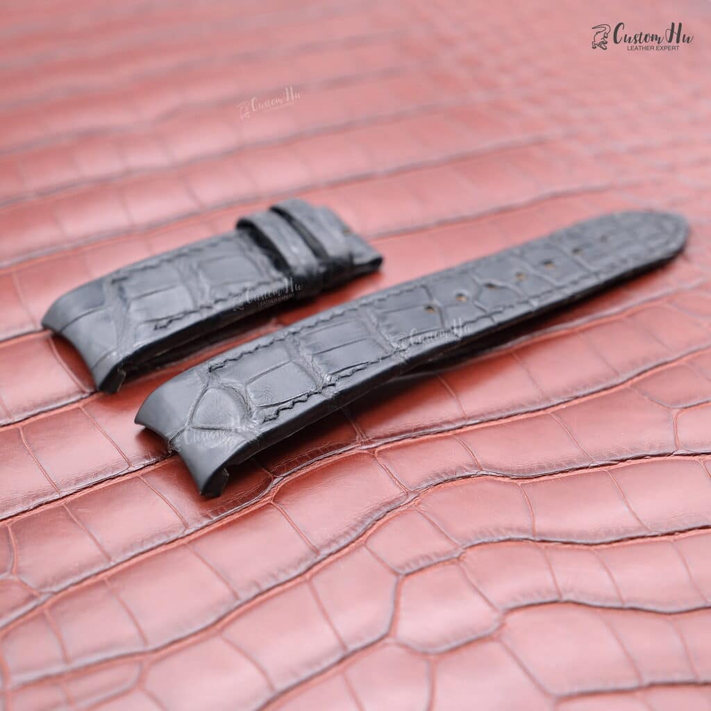 Bracelete de couro de jacaré compatível com Bvlgari BB41 S 21mm