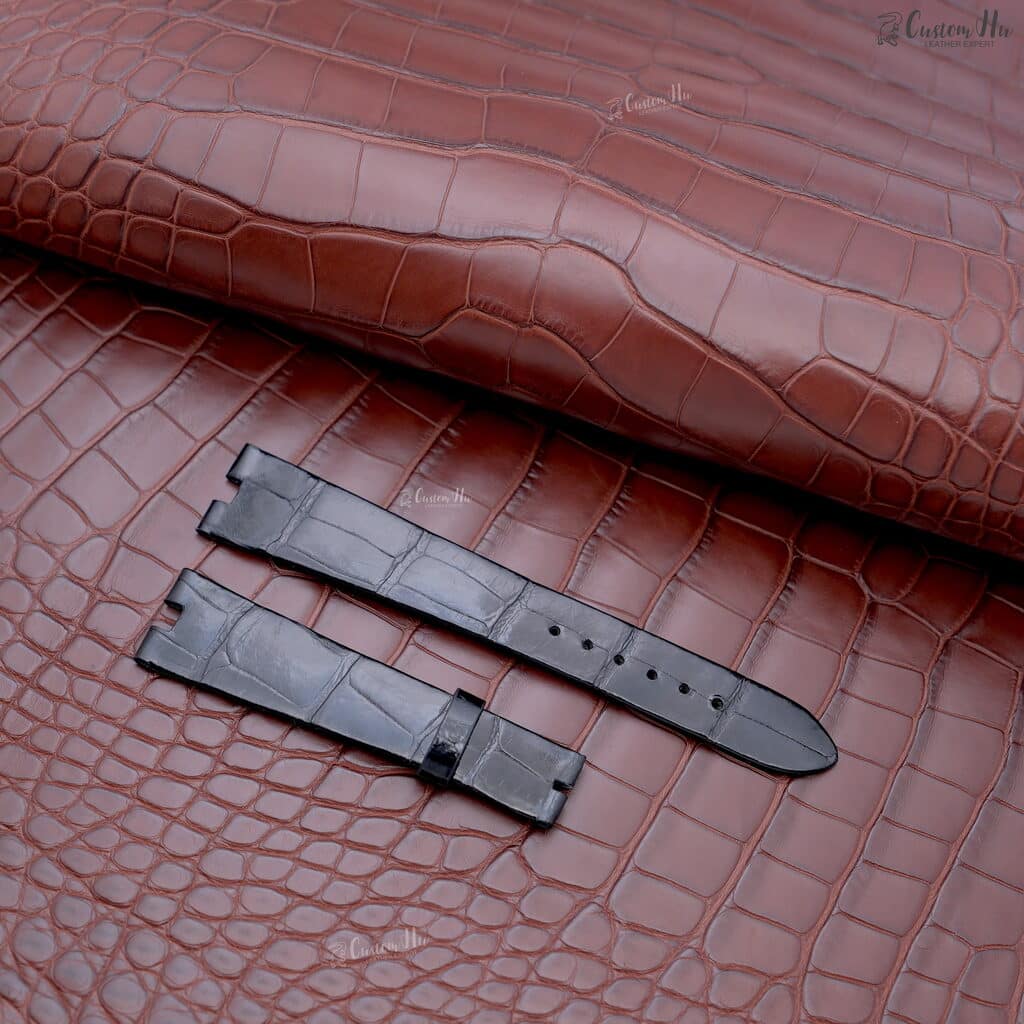 Patek Philippe Golden Ellipse strop 18mm Alligator sort blå