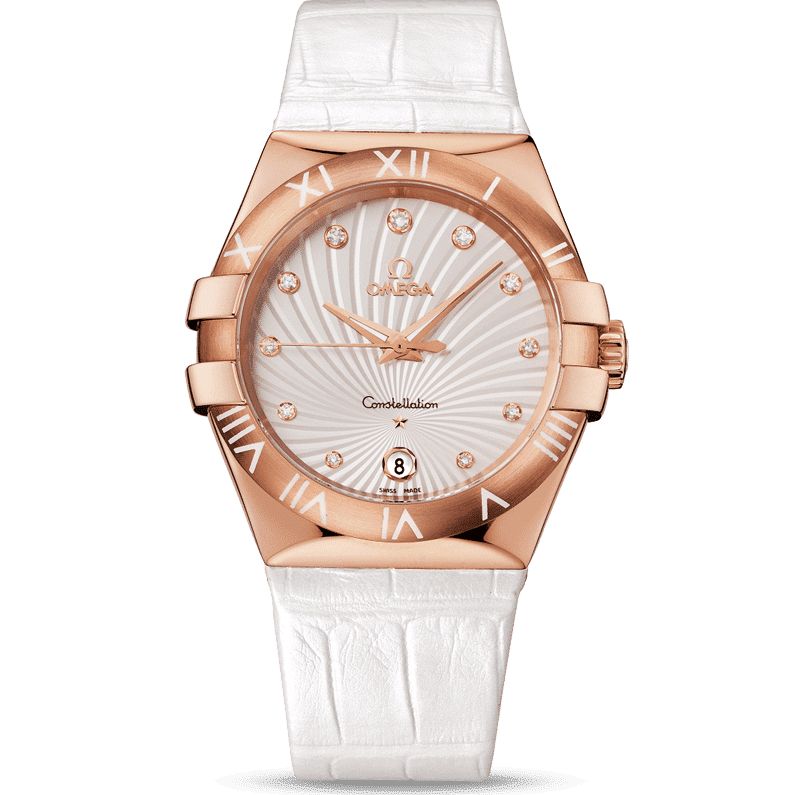 Compatible avec Omega Constellation Quartz Strap Bracelet en cuir d'alligator de 23 mm