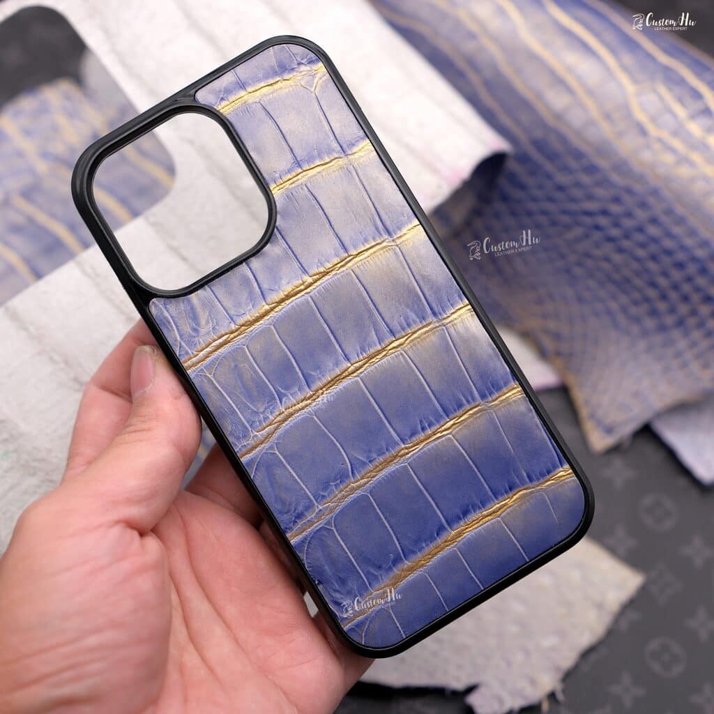 Anpassat telefonfodral i läder telefonfodral iPhone series 13 14 Pro Max krokodilskinn