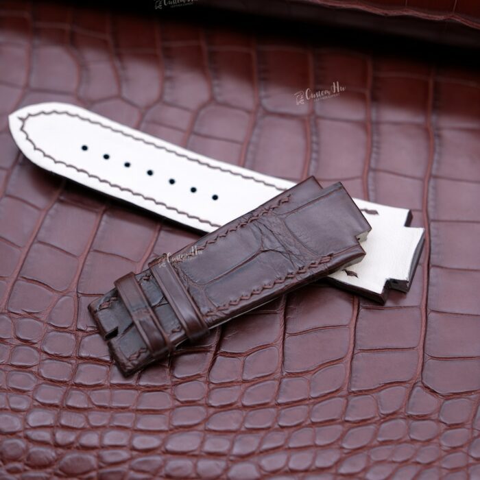 Compatível com pulseira Girard Perregaux Laureato 25mm Pulseira de couro de crocodilo
