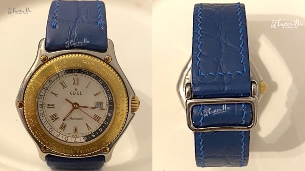 Ebel 1911 8134901 pulseira 20mm couro de jacaré