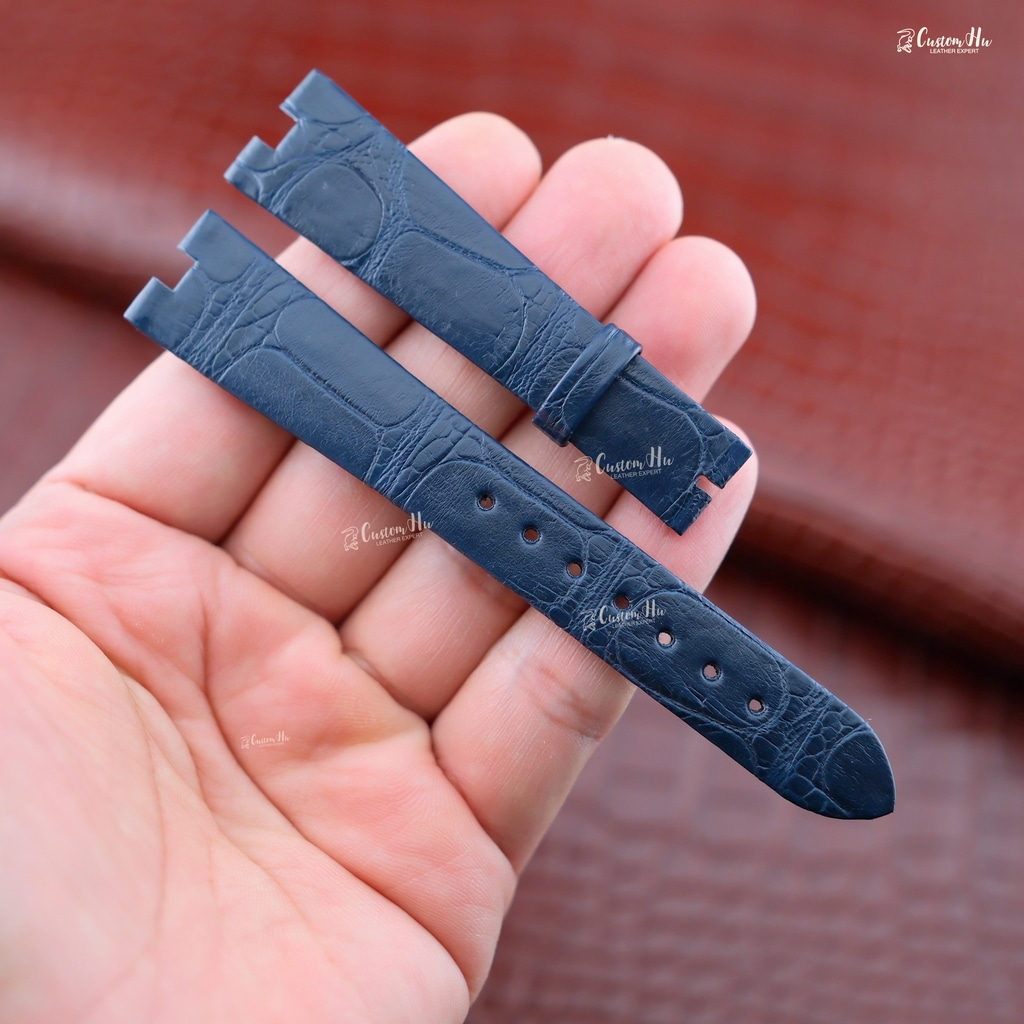 Cinturino Patek Golden Ellipse 18mm Alligatore nero blu