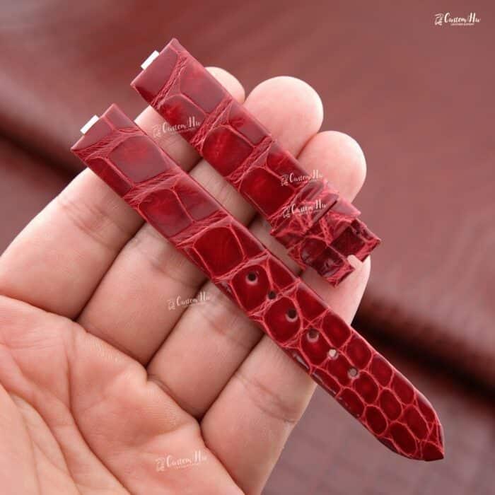 Bvlgari Lucea Armband 15 mm Alligatorlederarmband Schwarz Rot