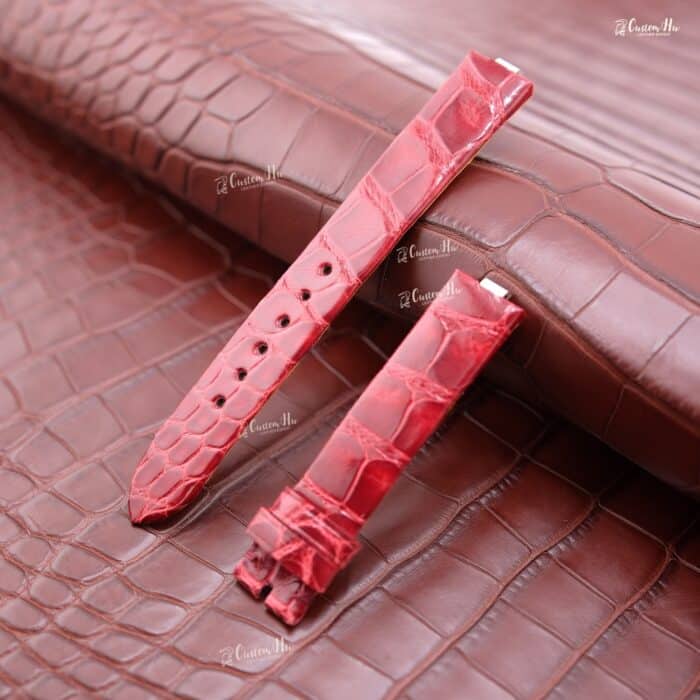 Bvlgari Lucea rem 15mm Alligator läder rem Svart röd