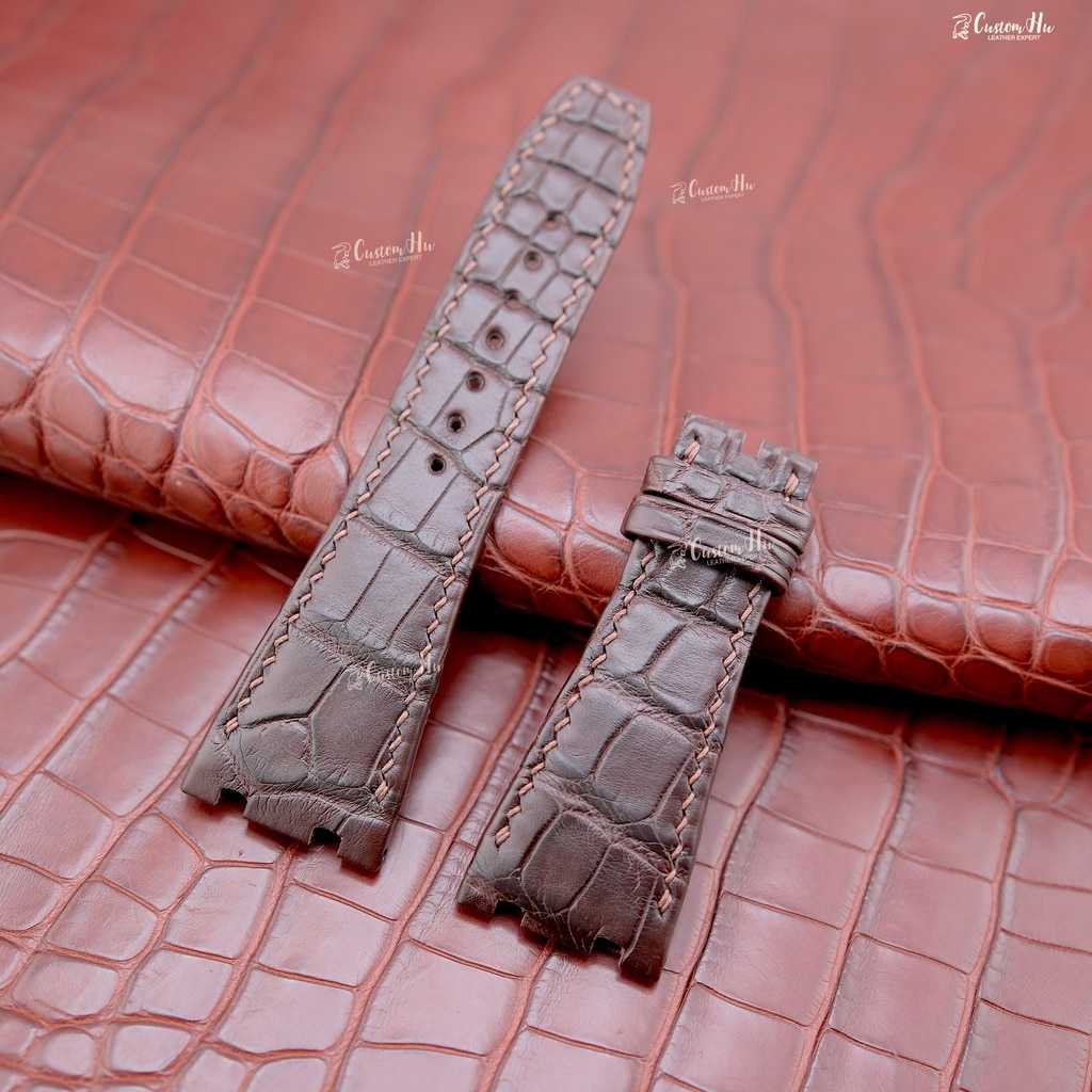 pulseiras ap royal oak pulseiras ap royal oak pulseira de couro de crocodilo de 26 mm