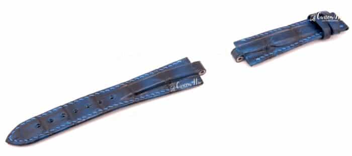 Bracelets Bvlgari Diagono 21mm 22mm Bracelet cuir alligator Bleu fumé
