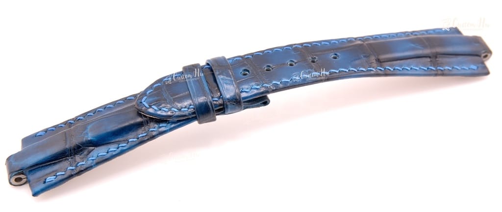 Bracelets Bvlgari Diagono Bracelets Bvlgari Diagono 21mm 22mm Bracelet cuir alligator Bleu fumé