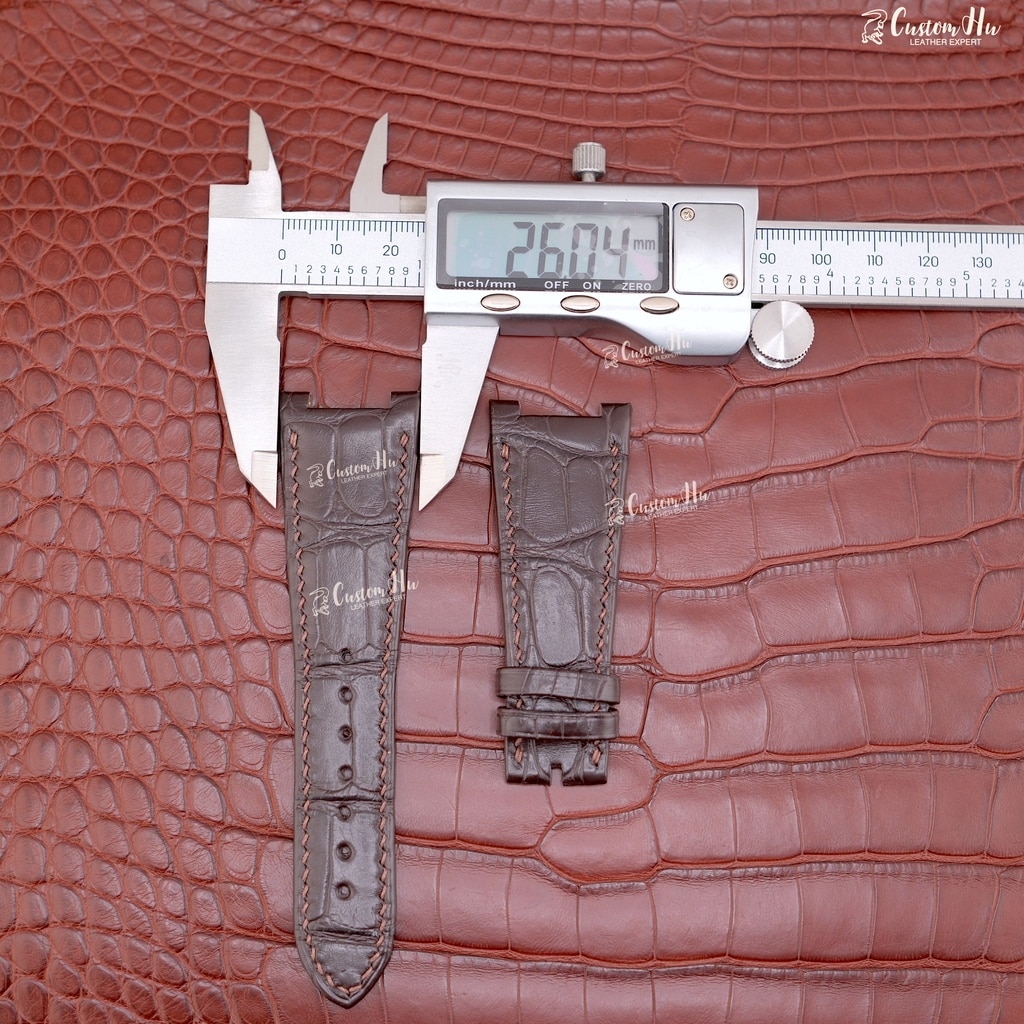 Pulseira Girard Perregaux Laureato Pulseira de couro de crocodilo de 26 mm
